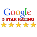 a logo with google and 5 star rating under it