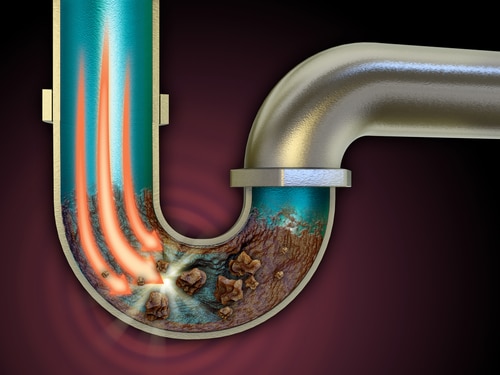 a pipe with arrows showing how to unclog it
